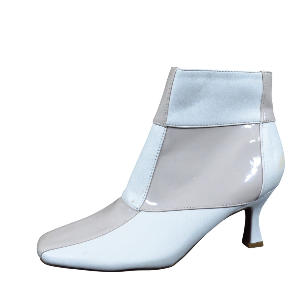 Comfort 45189244 Women Ankle Boot Sz 7 Dressy White Beige Colorblock Faux Patent